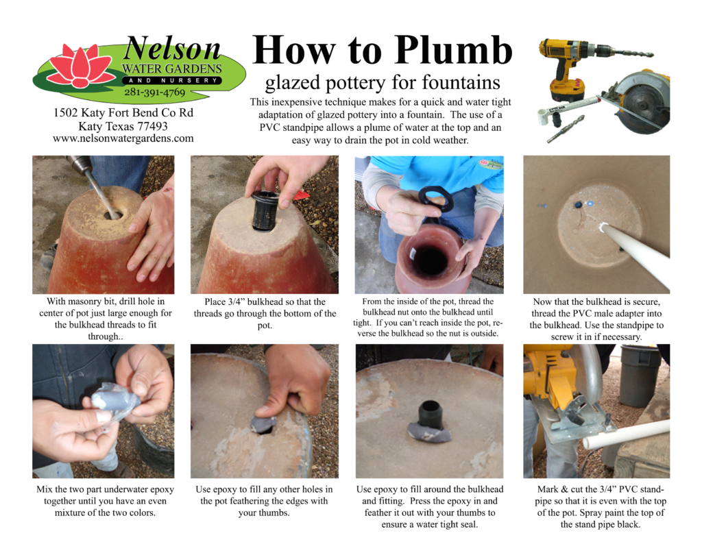 How to Plumb Glazed Pottery for Fountains